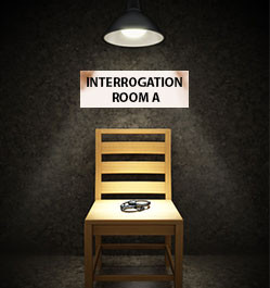 Interrogation room with chair and spotlight