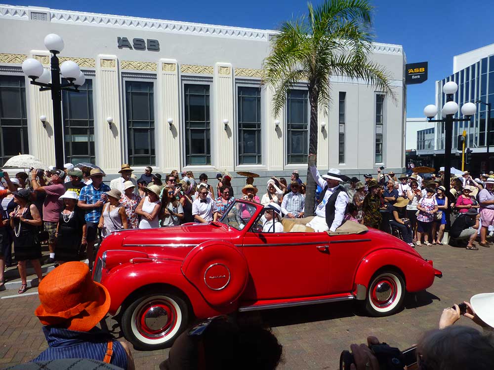 Vintage automobile parade at Napier Art Deco Festival